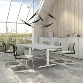 T-EASY Konferenztisch | 2400 x 1200 mm (10 - 12 Personen), elektrifiziert, Perlgrau