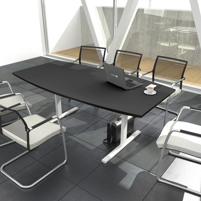 T-EASY Konferenztisch | 1800 x 1000 mm (6 - 8 Personen), Bootsform, Anthrazit