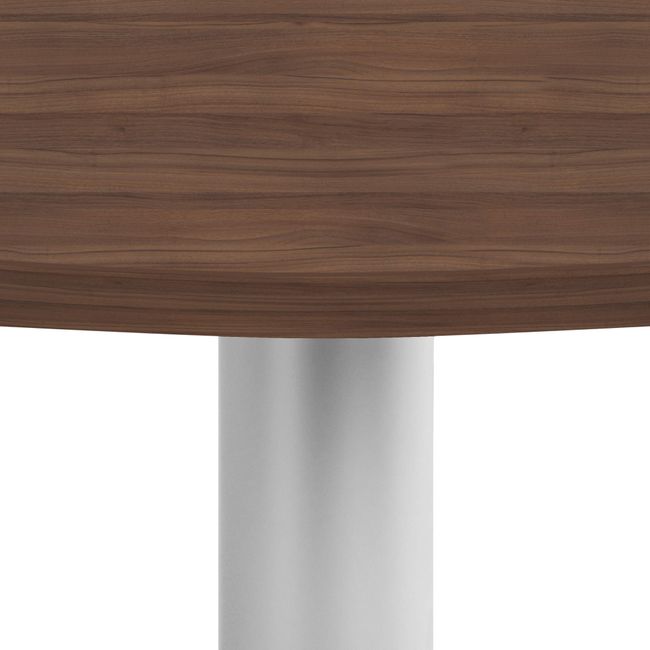 OPTIMA Besprechungstisch | Rund, Gestell Silber, Ø 800 mm, Nussbaum
