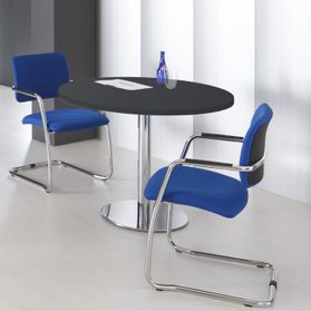 OPTIMA Besprechungstisch | Rund, Gestell Chrom, Ø 1000 mm, Anthrazit