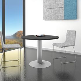 OPTIMA Besprechungstisch | Rund, Gestell Silber, Ø 1000 mm, Anthrazit