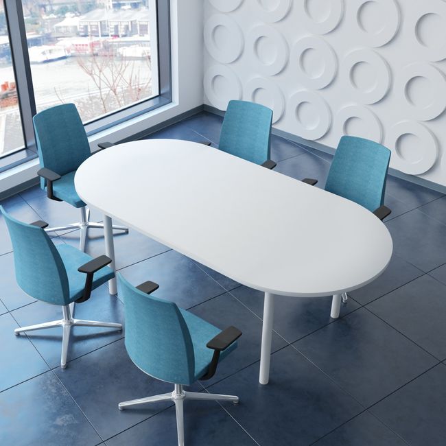 OPTIMA Konferenztisch | Oval, 2000 x 1000 mm, Weiß - 7 Main Image
