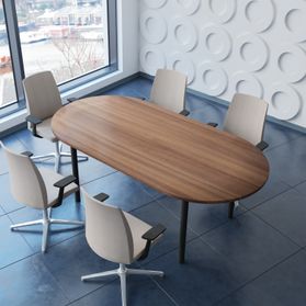 OPTIMA Konferenztisch | Oval, 2000 x 1000 mm, Nussbaum