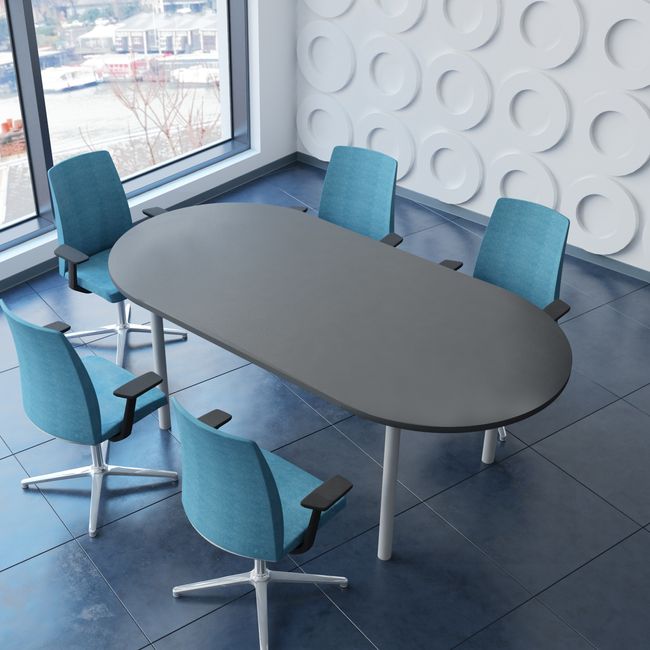 OPTIMA Konferenztisch | Oval, 2000 x 1000 mm, Anthrazit - 7 Main Image