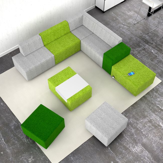 JAZZ Sitzgruppe | 2200 x 2500 mm, Wollbezug VELITO - Grün / Hellgrau meliert JAZZ Sitzgruppe | 2200 x 2500 mm, Wollbezug VELITO - Grün / Hellgrau meliert