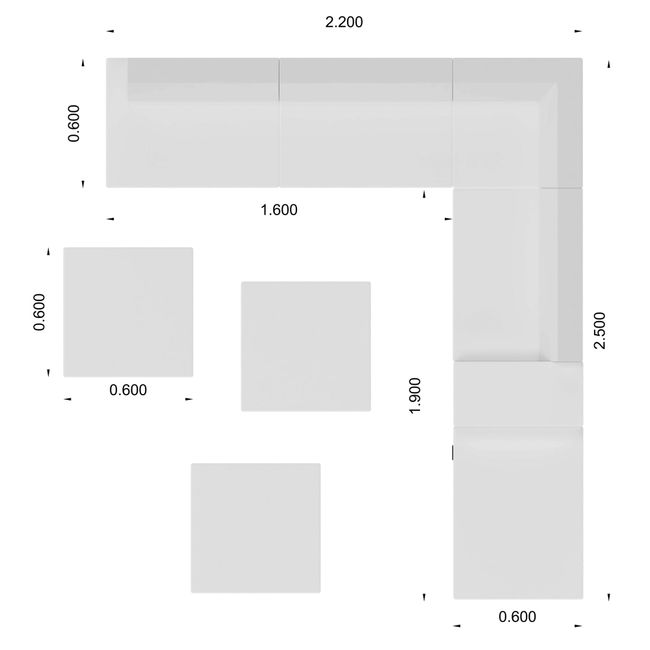 JAZZ Sitzgruppe | 2200 x 2500 mm, Wollbezug VELITO - Grün / Hellgrau meliert JAZZ Sitzgruppe | 2200 x 2500 mm, Wollbezug VELITO - Grün / Hellgrau meliert