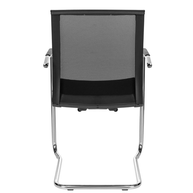 EVA Freischwinger | Netzrücken, Armlehnen, Stapelbar, Schwarz