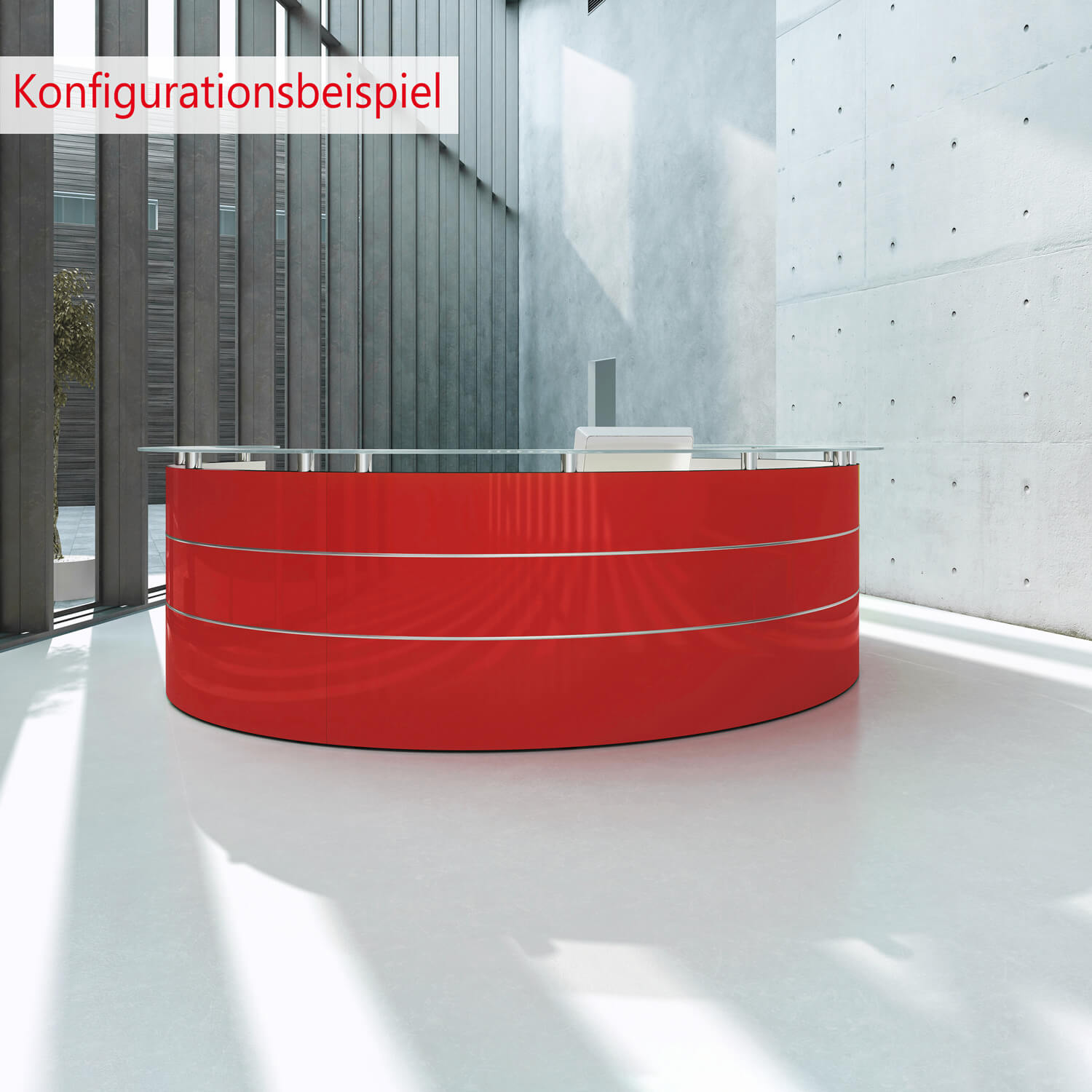 eMel - GRANADA reception desk | Round, 2387 x 1168 mm - 6 Main Image