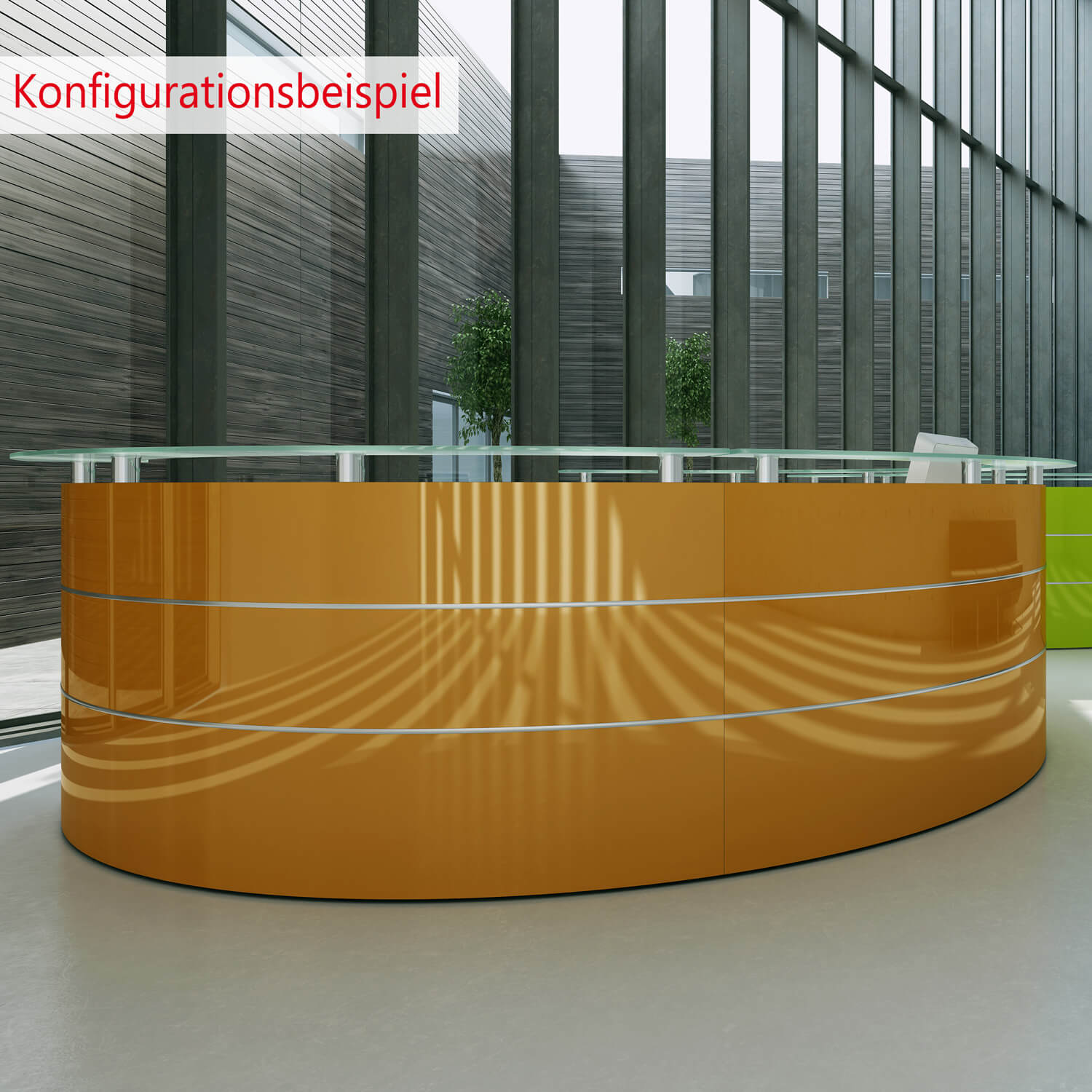 eMel - GRANADA reception desk | Round, 2387 x 1168 mm - 7 Main Image