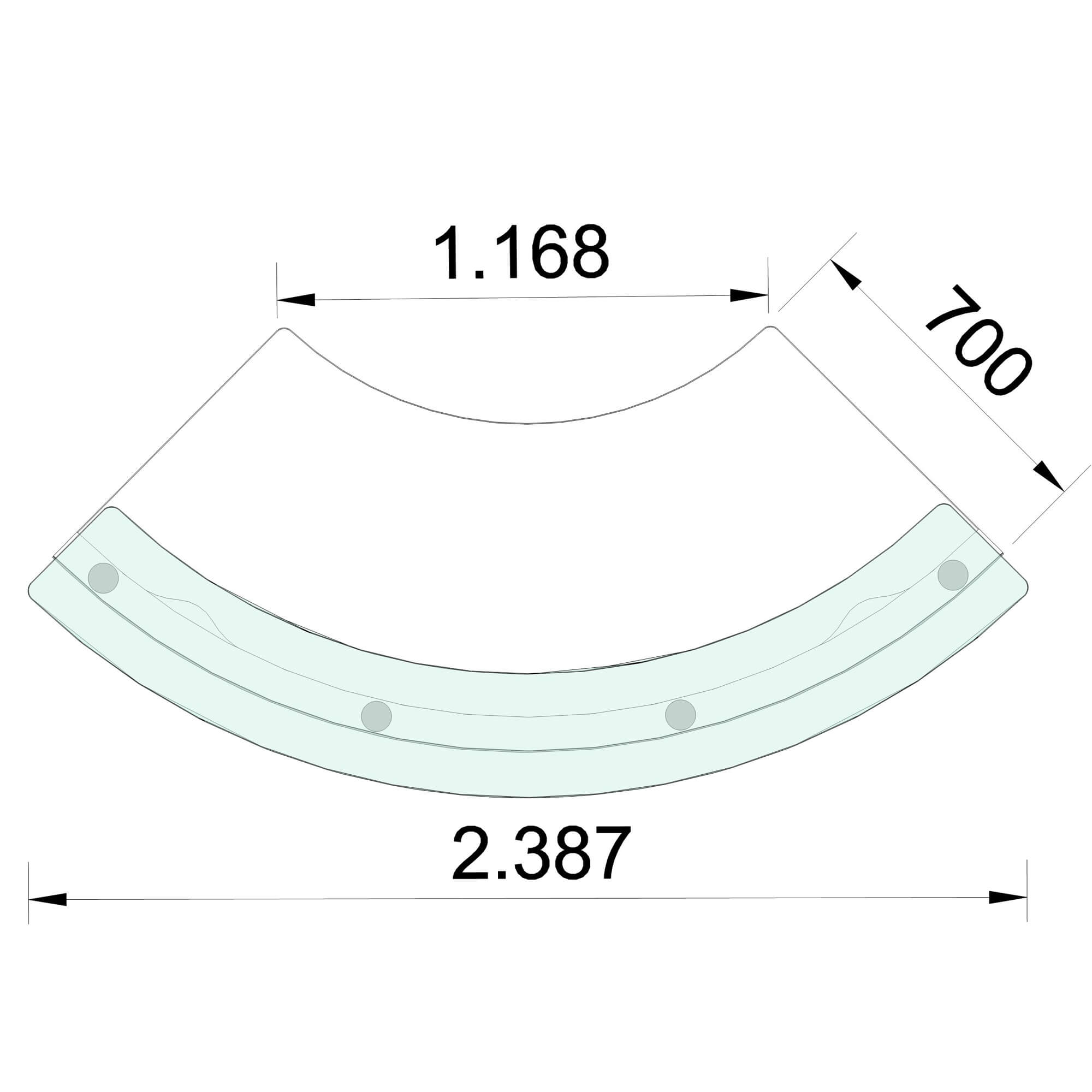 eMel - GRANADA reception desk | Round, 2387 x 1168 mm - 3 Main Image