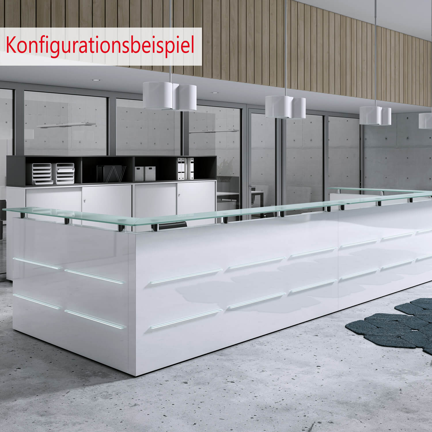 Emel - Murcia Reception Counter | Éclairage LED, 1600 x 890 mm - 9 Main Image