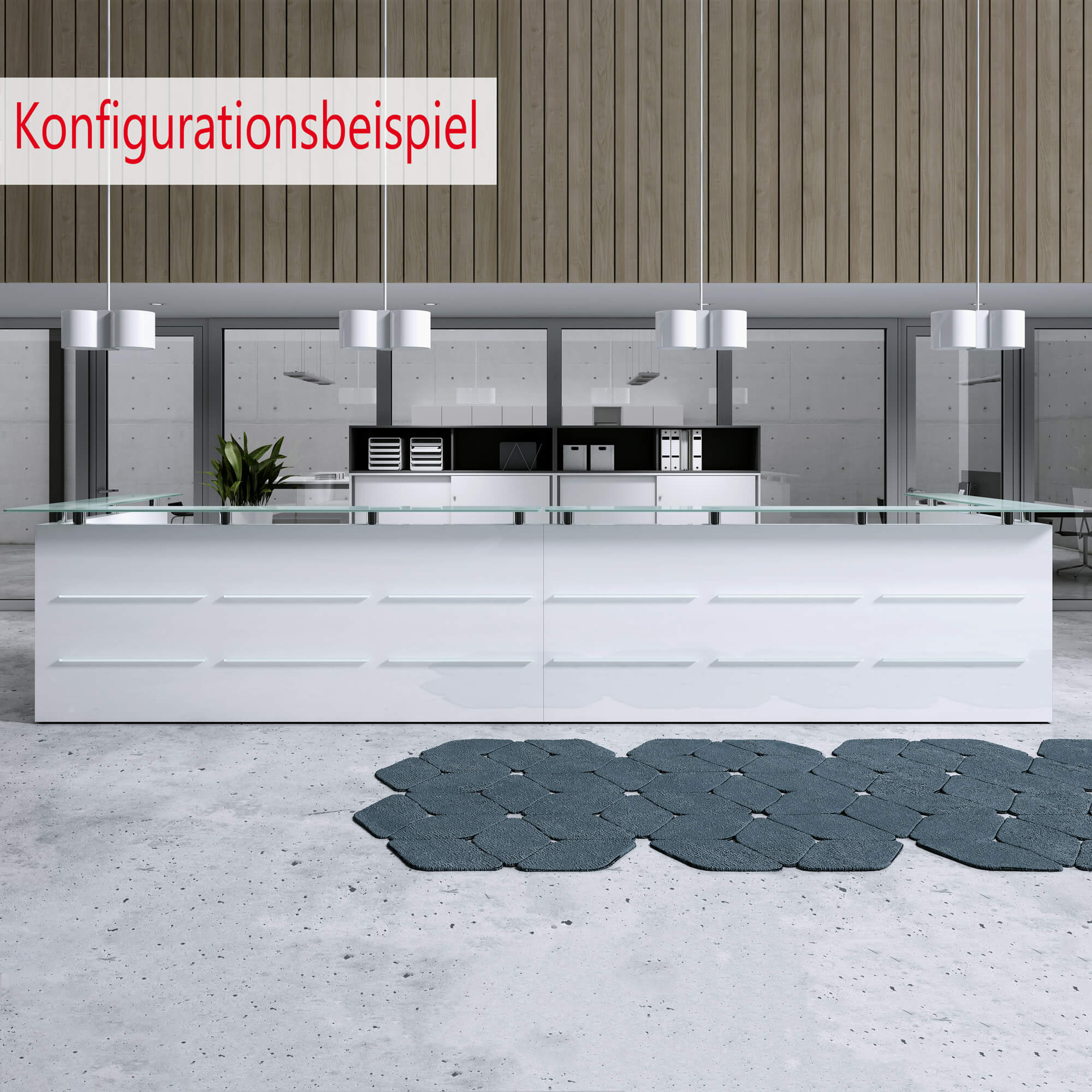 Emel - Murcia Reception Counter | Éclairage LED, 1600 x 890 mm - 10 Main Image