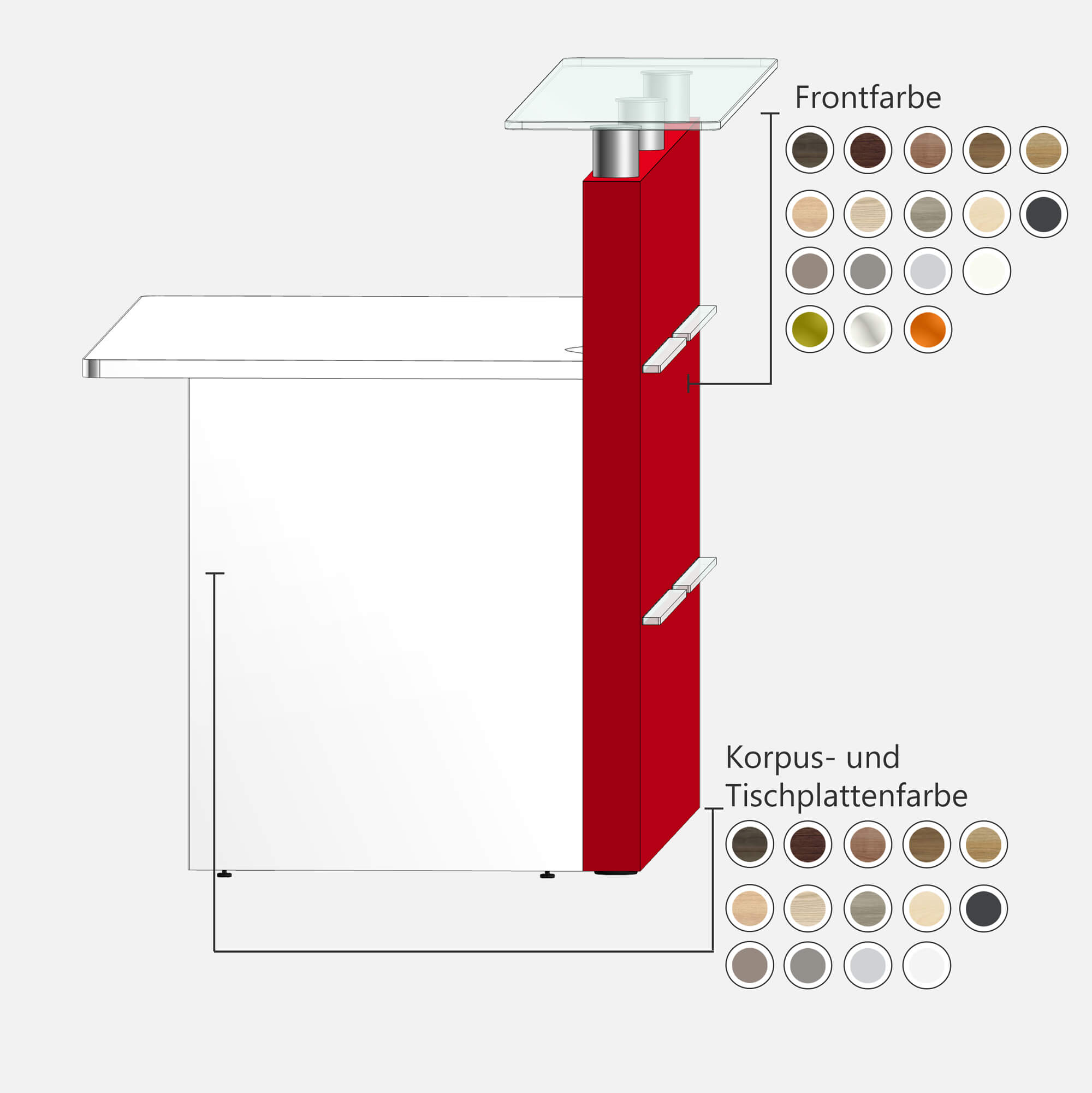 Emel - Murcia Reception Counter | Éclairage LED, 1600 x 890 mm - 5 Main Image