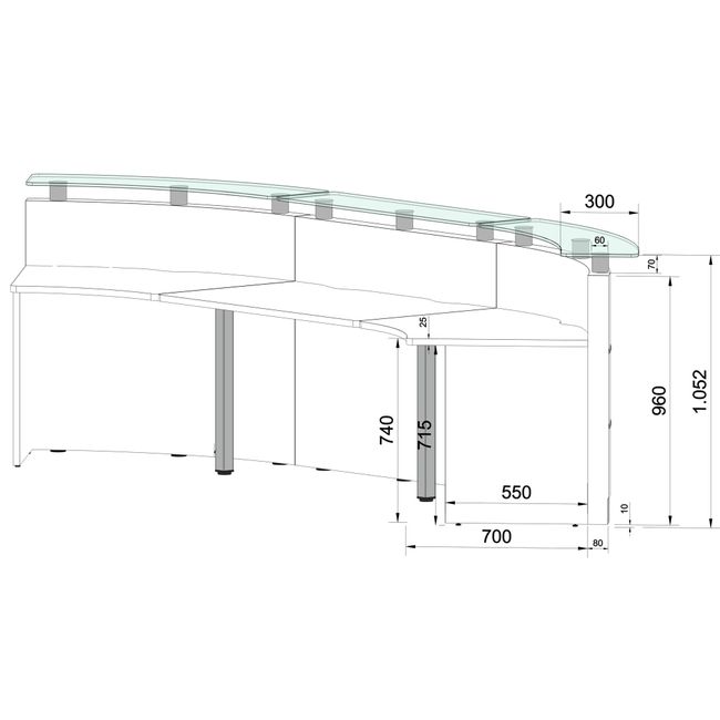 eMel - MALAGA Empfangstheke | 3588 x 1120 mm 