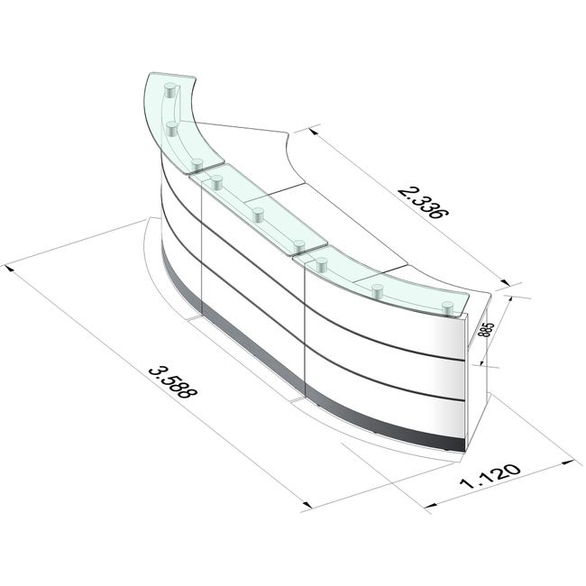 eMel - MALAGA Empfangstheke | 3588 x 1120 mm 
