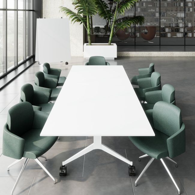 MARA - TIMMY LIBRO Konferenztisch | 3200 x 1200 mm (10 - 14 Personen), rollbar, faltbar, Weiß