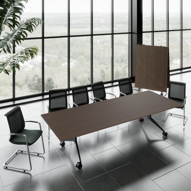 MARA - TIMMY LIBRO Konferenztisch | 3200 x 1200 mm (10 - 14 Personen), rollbar, faltbar, Nussbaum