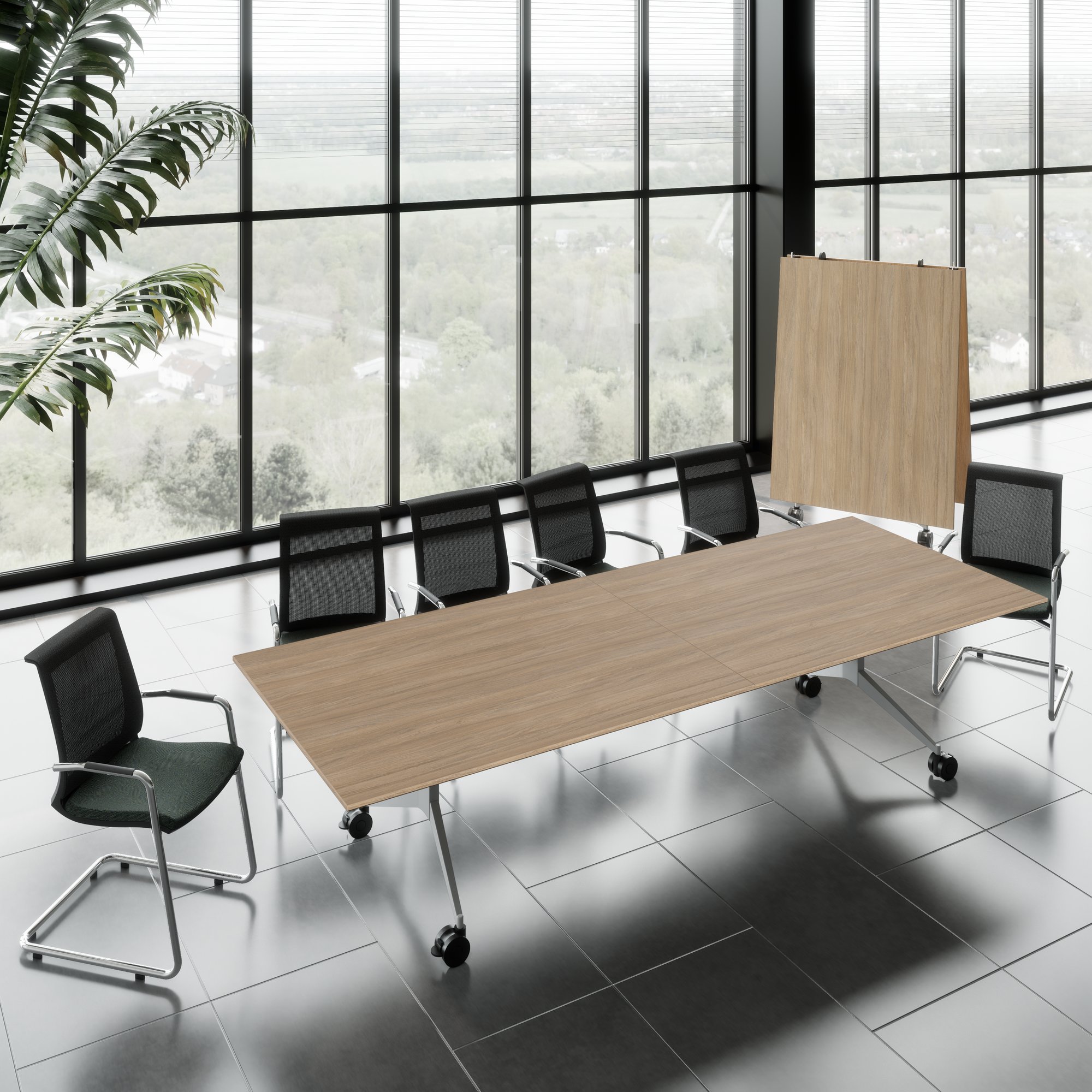 MARA - TIMMY LIBRO Konferenztisch | 3200 x 1200 mm (10 - 14 Personen), rollbar, faltbar, Bernsteineiche - 21 Main Image