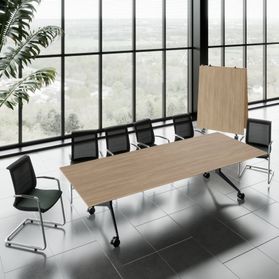 MARA - TIMMY LIBRO Konferenztisch | 3200 x 1200 mm (10 - 14 Personen), rollbar, faltbar, Bernsteineiche