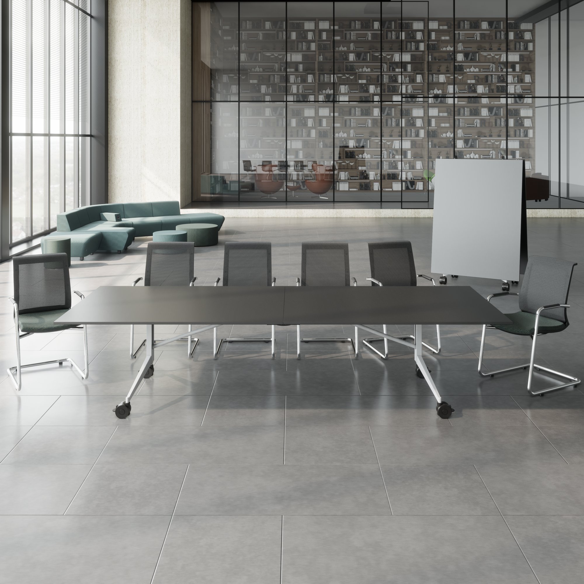 MARA - TIMMY LIBRO Konferenztisch | 3200 x 1200 mm (10 - 14 Personen), rollbar, faltbar, Anthrazit - 22 Main Image