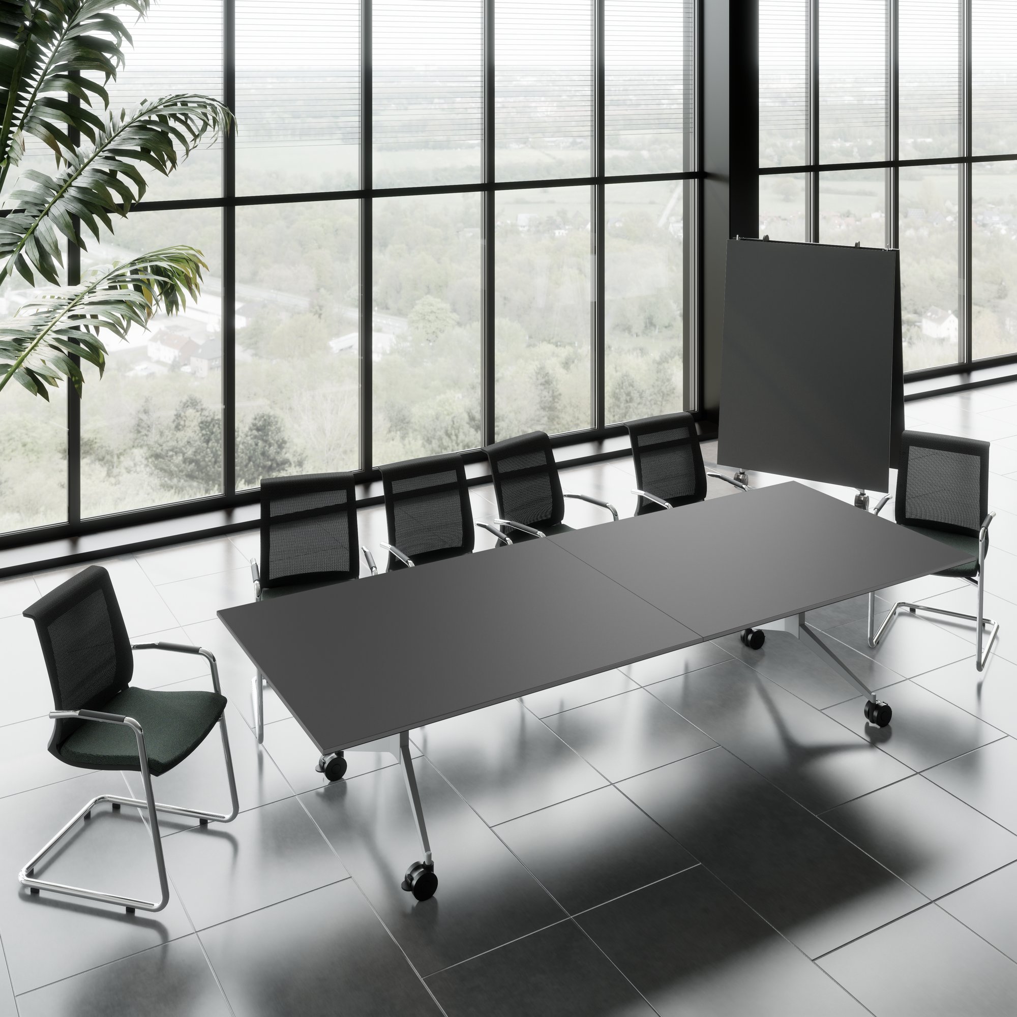 MARA - TIMMY LIBRO Konferenztisch | 3200 x 1200 mm (10 - 14 Personen), rollbar, faltbar, Anthrazit - 21 Main Image