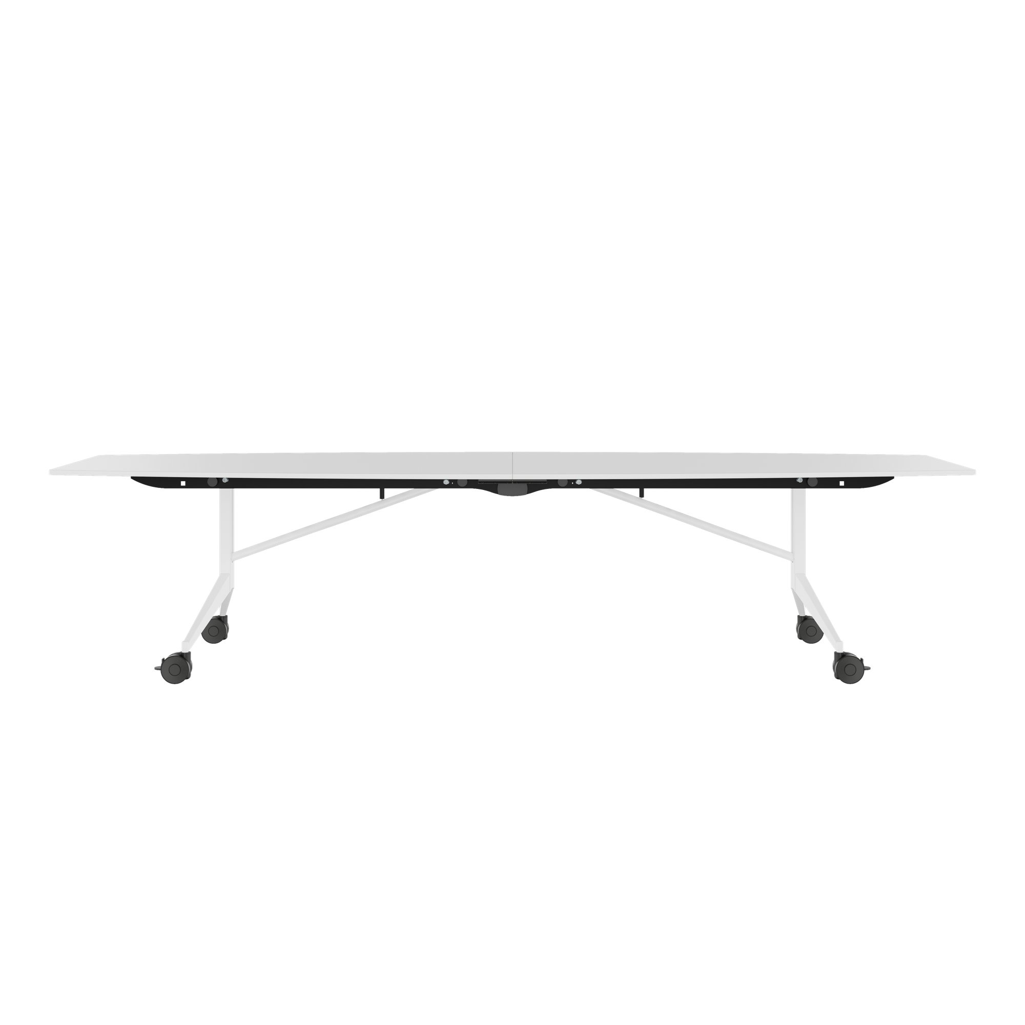 MARA - TIMMY LIBRO Table de conférence | forme bateau, 3200 x 1200 mm (10 - 14 personnes), roulante, pliable,  blanc - 6 Main Image