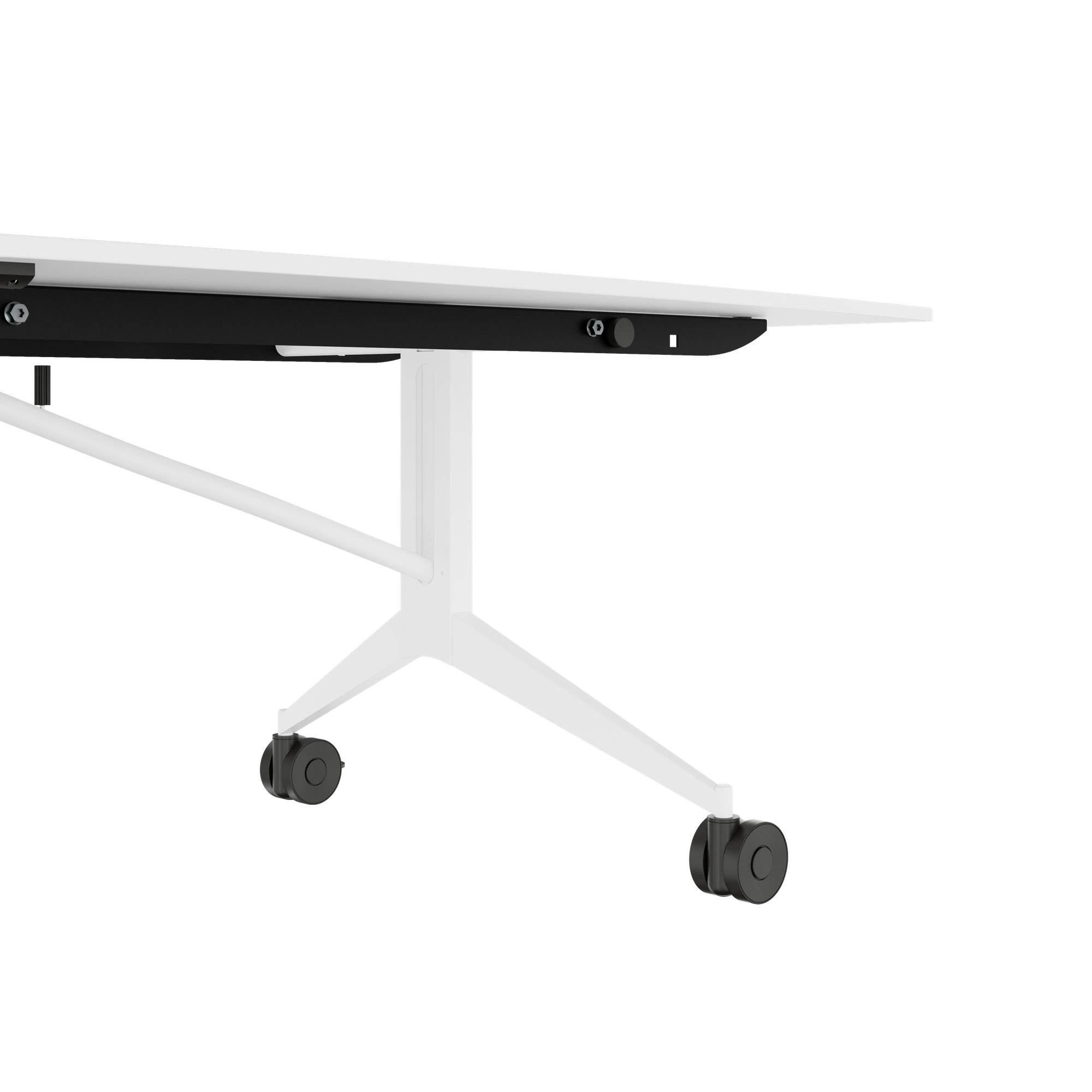 MARA - TIMMY LIBRO Table de conférence | forme bateau, 3200 x 1200 mm (10 - 14 personnes), roulante, pliable,  blanc - 12 Main Image