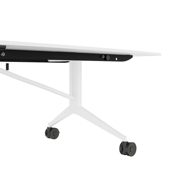 MARA - TIMMY LIBRO Konferenztisch | Bootsform, 3200 x 1200 mm (10 - 14 Personen), rollbar, faltbar,  Weiß