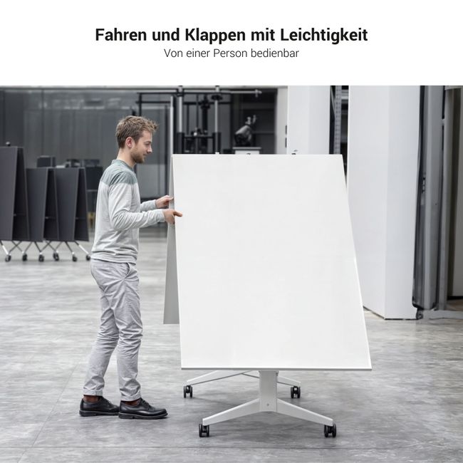 MARA - TIMMY LIBRO Konferenztisch | Bootsform, 3200 x 1200 mm (10 - 14 Personen), rollbar, faltbar,  Weiß