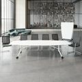 MARA - TIMMY LIBRO Table de conférence | forme bateau, 3200 x 1200 mm (10 - 14 personnes), roulante, pliable,  blanc - 3 Thumbnail Image