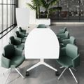 MARA - TIMMY LIBRO Table de conférence | forme bateau, 3200 x 1200 mm (10 - 14 personnes), roulante, pliable,  blanc - 4 Thumbnail Image