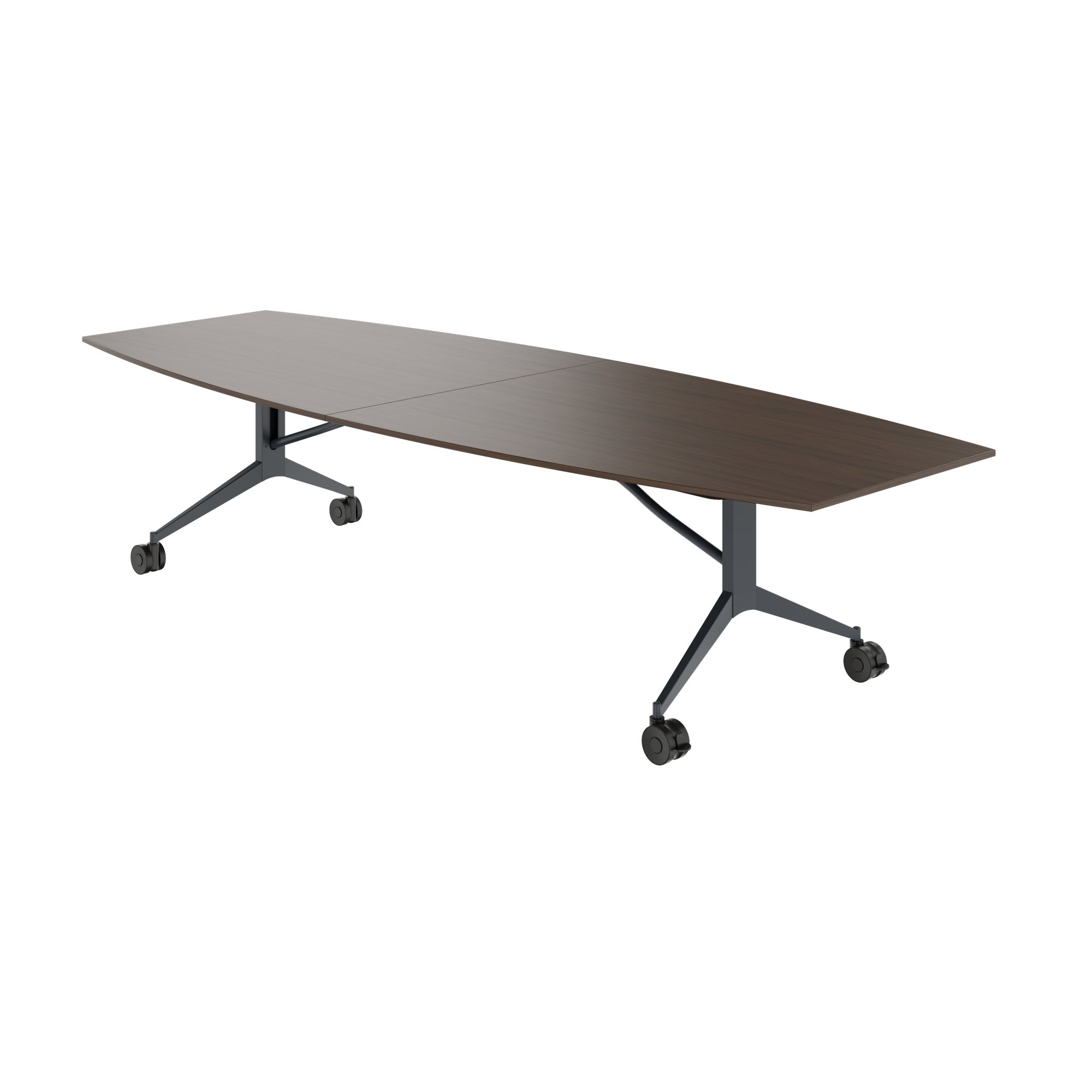 MARA - TIMMY LIBRO Table de conférence | forme bateau, 3200 x 1200 mm (10 à 14 personnes), roulante, pliable,  noyer - 7 Main Image