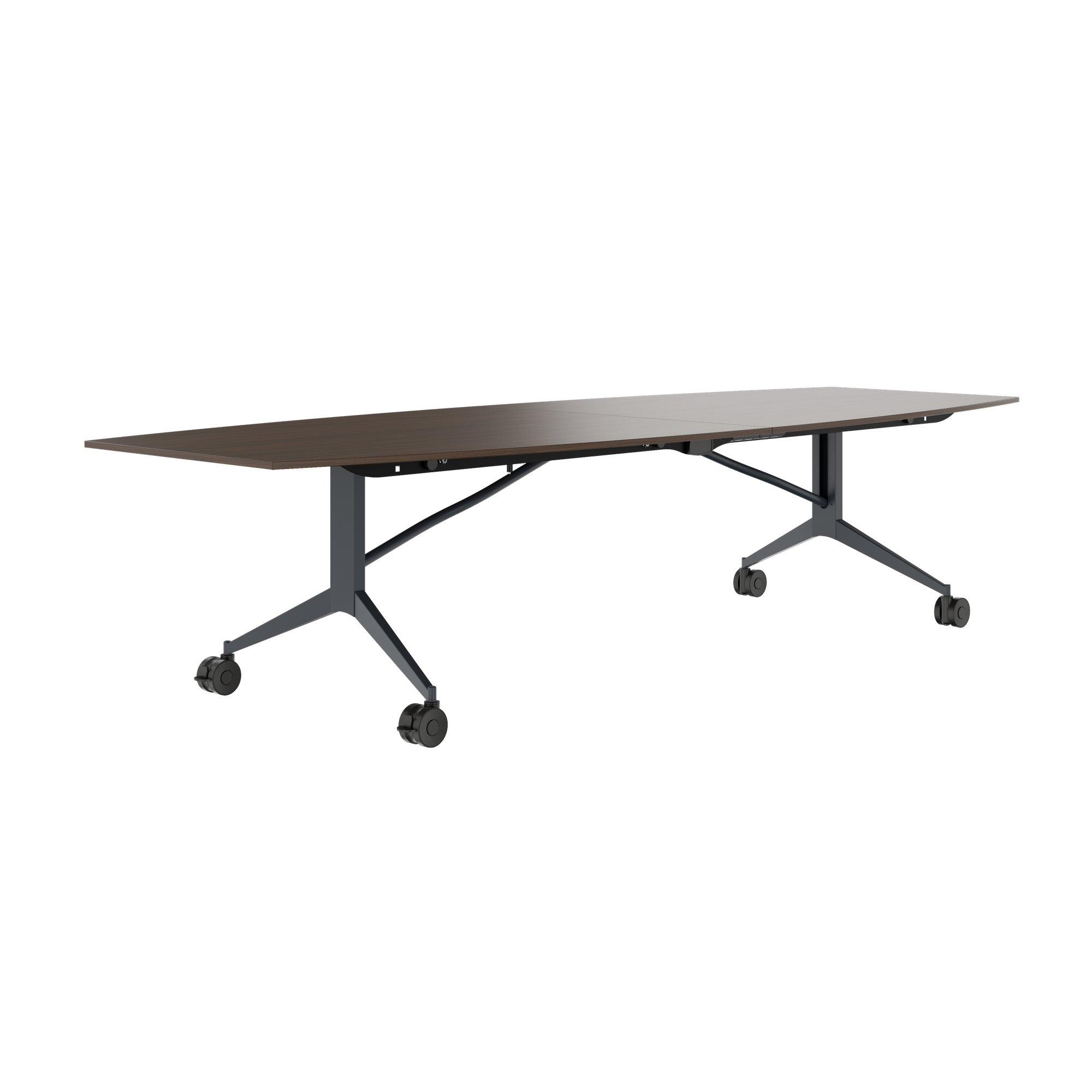 MARA - TIMMY LIBRO Table de conférence | forme bateau, 3200 x 1200 mm (10 à 14 personnes), roulante, pliable,  noyer - 5 Main Image