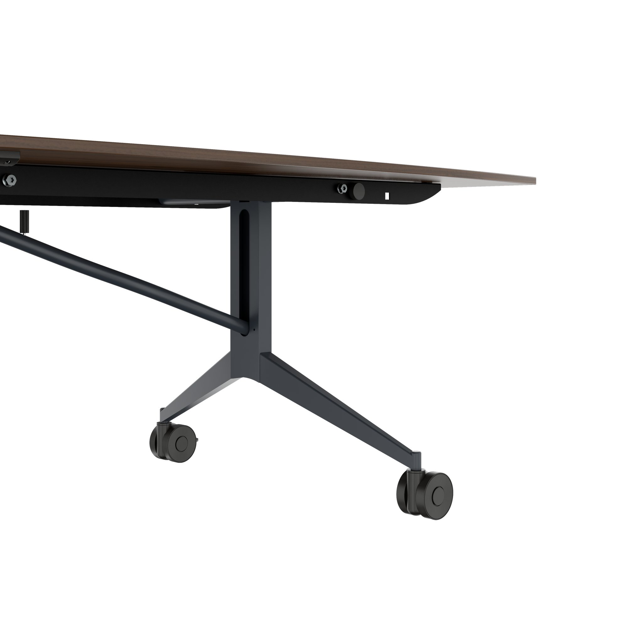 MARA - TIMMY LIBRO Table de conférence | forme bateau, 3200 x 1200 mm (10 à 14 personnes), roulante, pliable,  noyer - 12 Main Image