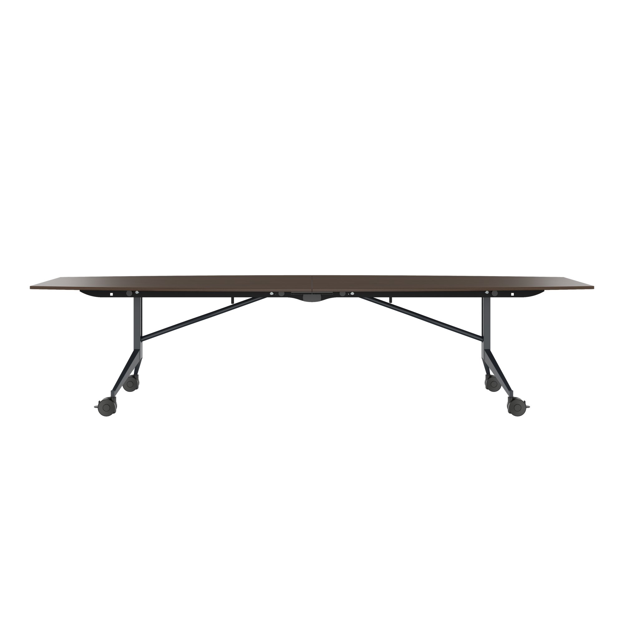 MARA - TIMMY LIBRO Table de conférence | forme bateau, 3200 x 1200 mm (10 à 14 personnes), roulante, pliable,  noyer - 6 Main Image