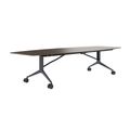 MARA - TIMMY LIBRO Table de conférence | forme bateau, 3200 x 1200 mm (10 à 14 personnes), roulante, pliable,  noyer - 5 Thumbnail Image