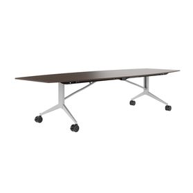 MARA - TIMMY LIBRO Konferenztisch | Bootsform, 3200 x 1200 mm (10 - 14 Personen), rollbar, faltbar, Nussbaum