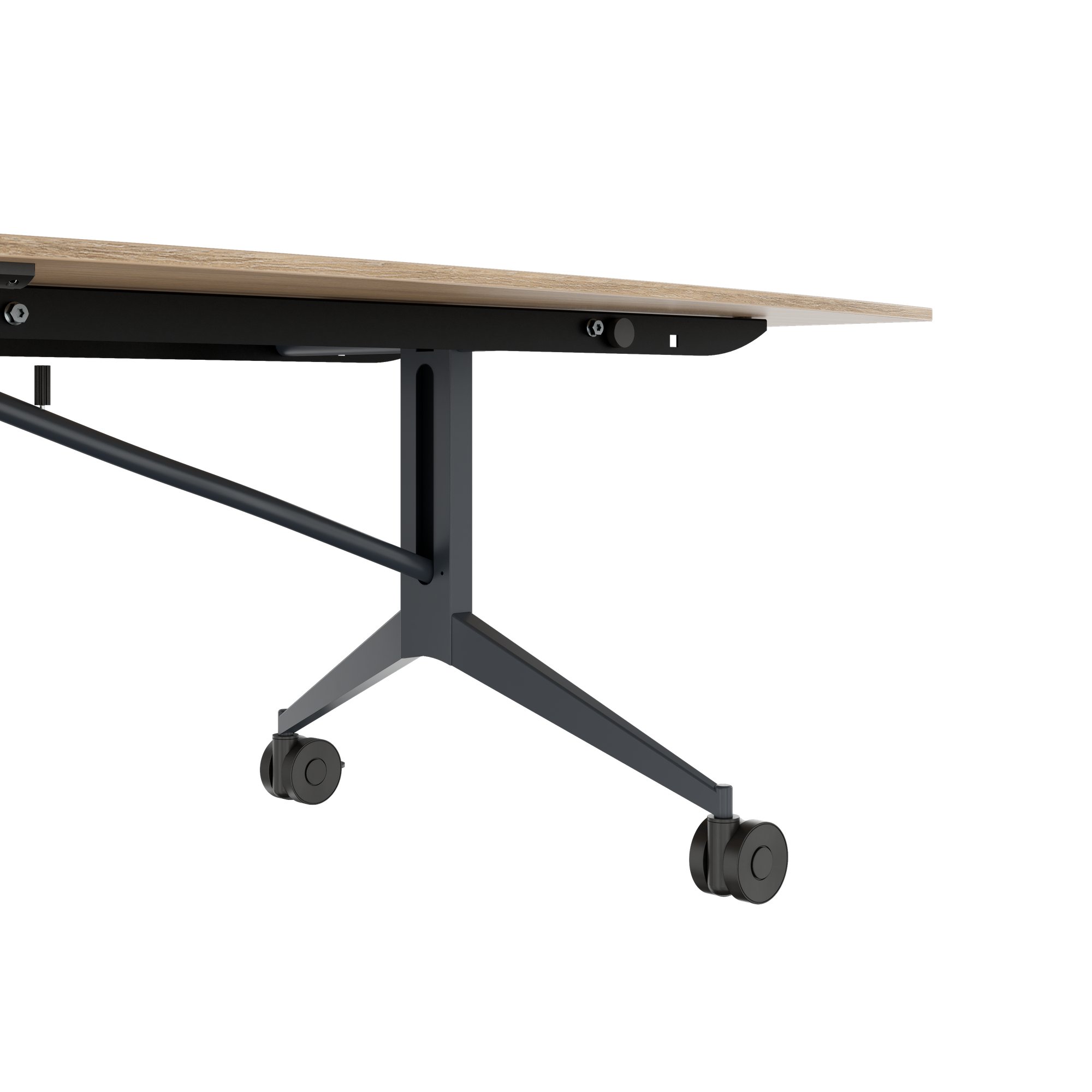 MARA - TIMMY LIBRO Table de conférence | forme bateau, 3200 x 1200 mm (10 à 14 personnes), roulante, pliable, chêne ambré - 12 Main Image