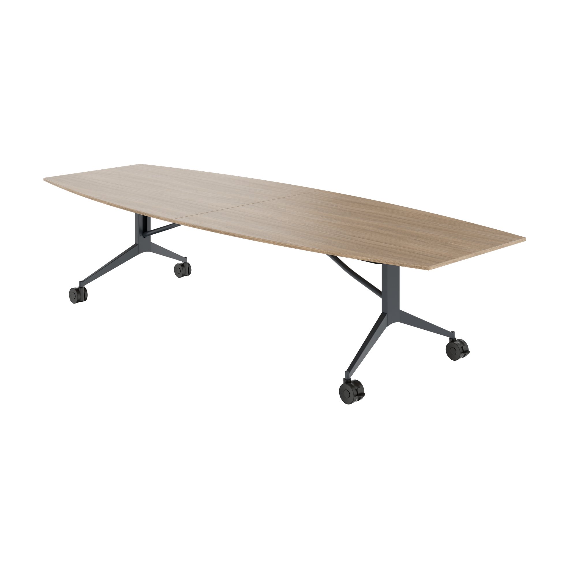 MARA - TIMMY LIBRO Table de conférence | forme bateau, 3200 x 1200 mm (10 à 14 personnes), roulante, pliable, chêne ambré - 7 Main Image
