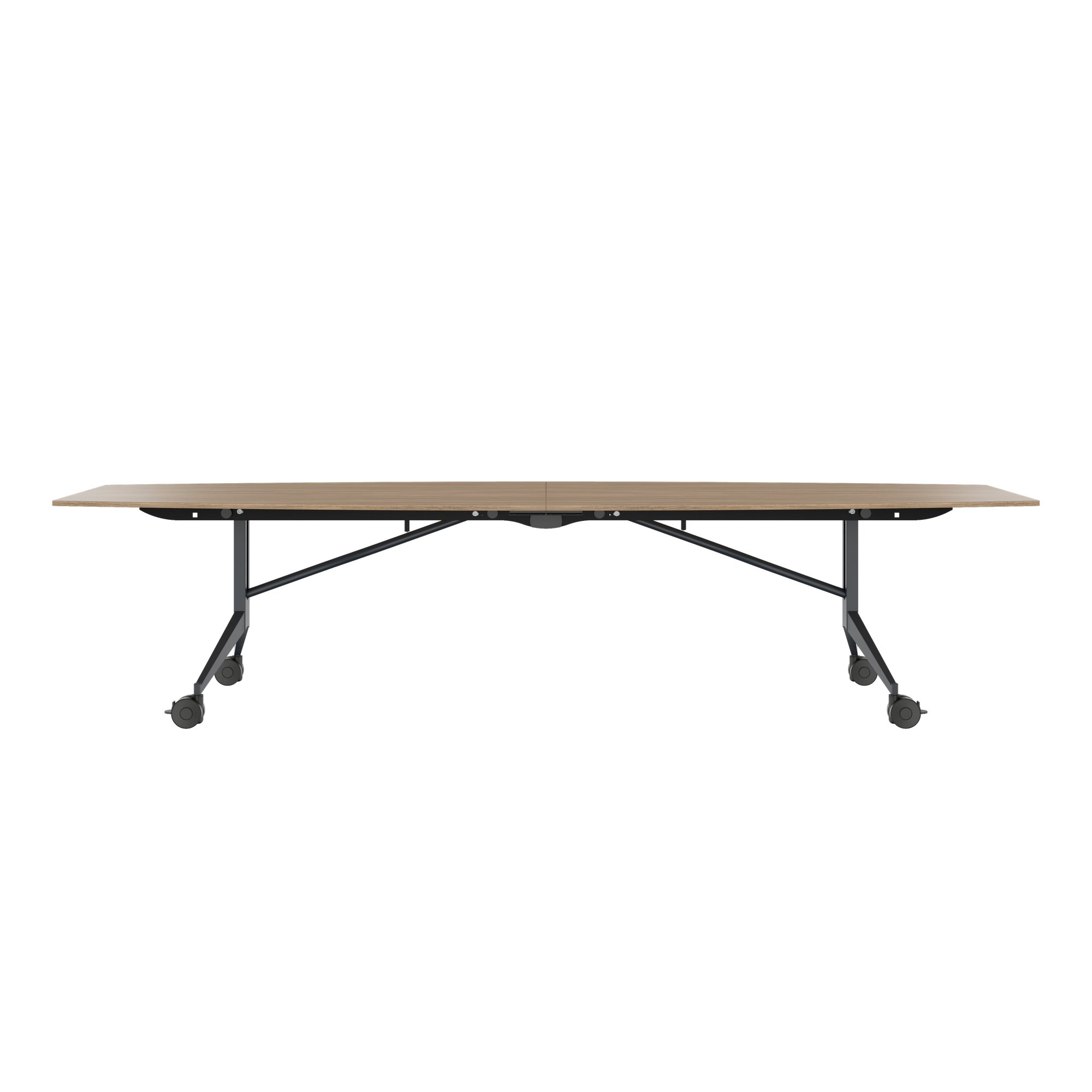 MARA - TIMMY LIBRO Table de conférence | forme bateau, 3200 x 1200 mm (10 à 14 personnes), roulante, pliable, chêne ambré - 6 Main Image
