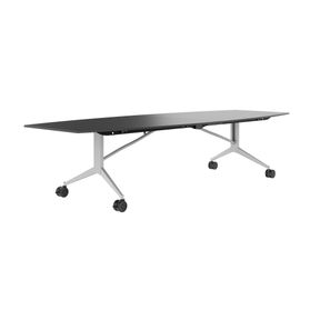 MARA - TIMMY LIBRO Konferenztisch | Bootsform, 3200 x 1200 mm (10 - 14 Personen), rollbar, faltbar, Anthrazit