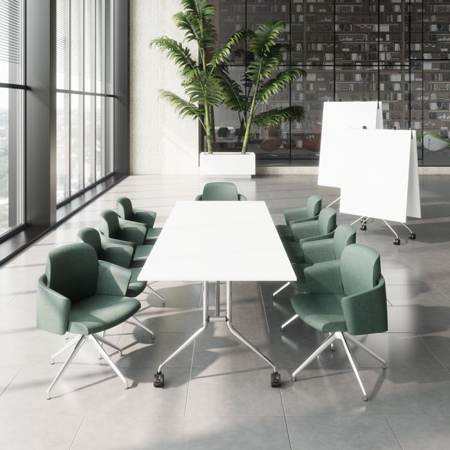 MARA - ARGO LIBRO Klapptisch | 2400 - 2800 x 1000 mm (8 - 10 Personen), rollbar, faltbar, Weiß