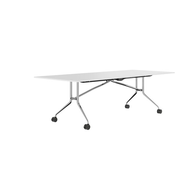 MARA - ARGO LIBRO Klapptisch | 2400 - 2800 x 1000 mm (8 - 10 Personen), rollbar, faltbar, Weiß