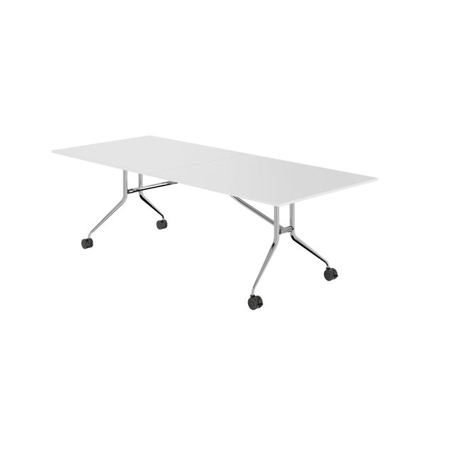 MARA - ARGO LIBRO Klapptisch | 2400 - 2800 x 1000 mm (8 - 10 Personen), rollbar, faltbar, Weiß