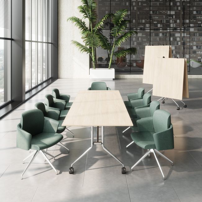 MARA - ARGO LIBRO Klapptisch | 2400 - 2800 x 1000 mm (8 - 10 Personen), rollbar, faltbar, Bernsteineiche