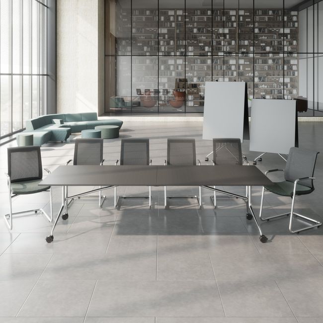 MARA - ARGO LIBRO Klapptisch | 2400 - 2800 x 1000 mm (8 - 10 Personen), rollbar, faltbar, Anthrazit