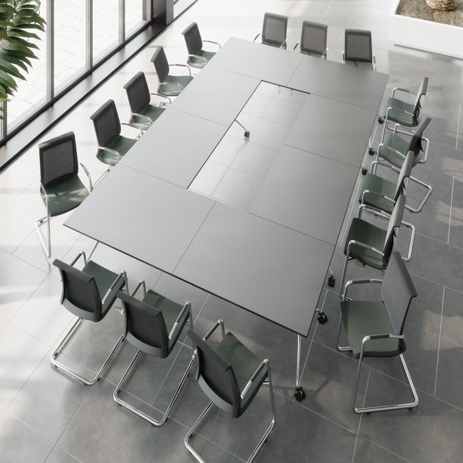 MARA - ARGO LIBRO Klapptisch | 2400 - 2800 x 1000 mm (8 - 10 Personen), rollbar, faltbar, Anthrazit