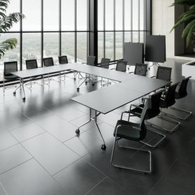 MARA - ARGO LIBRO Klapptisch | 2400 - 2800 x 1000 mm (8 - 10 Personen), rollbar, faltbar, Anthrazit