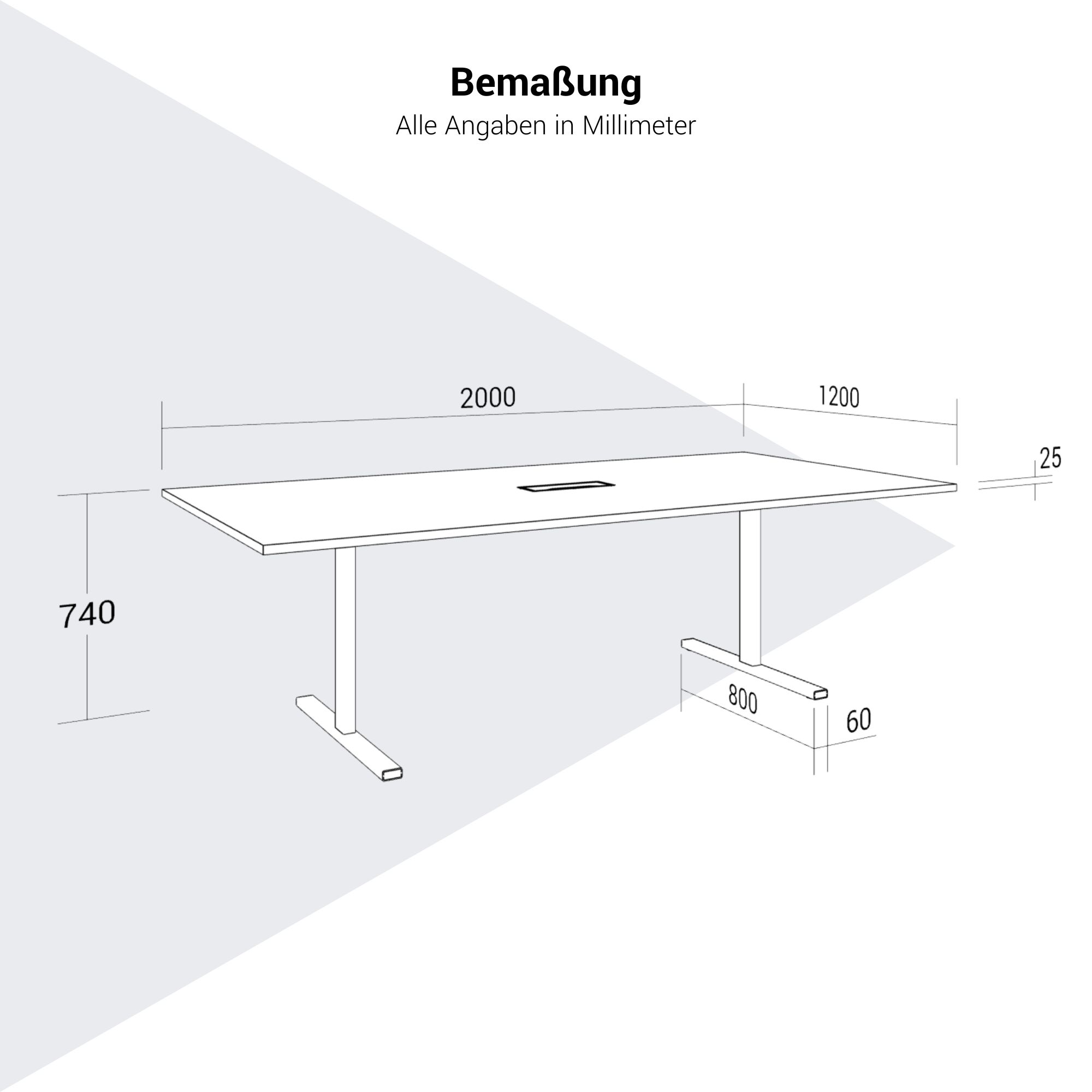 T-EASY Konferenztisch | 2000 x 1200 mm (8 - 10 Personen), elektrifiziert, Weiß - 14 Main Image
