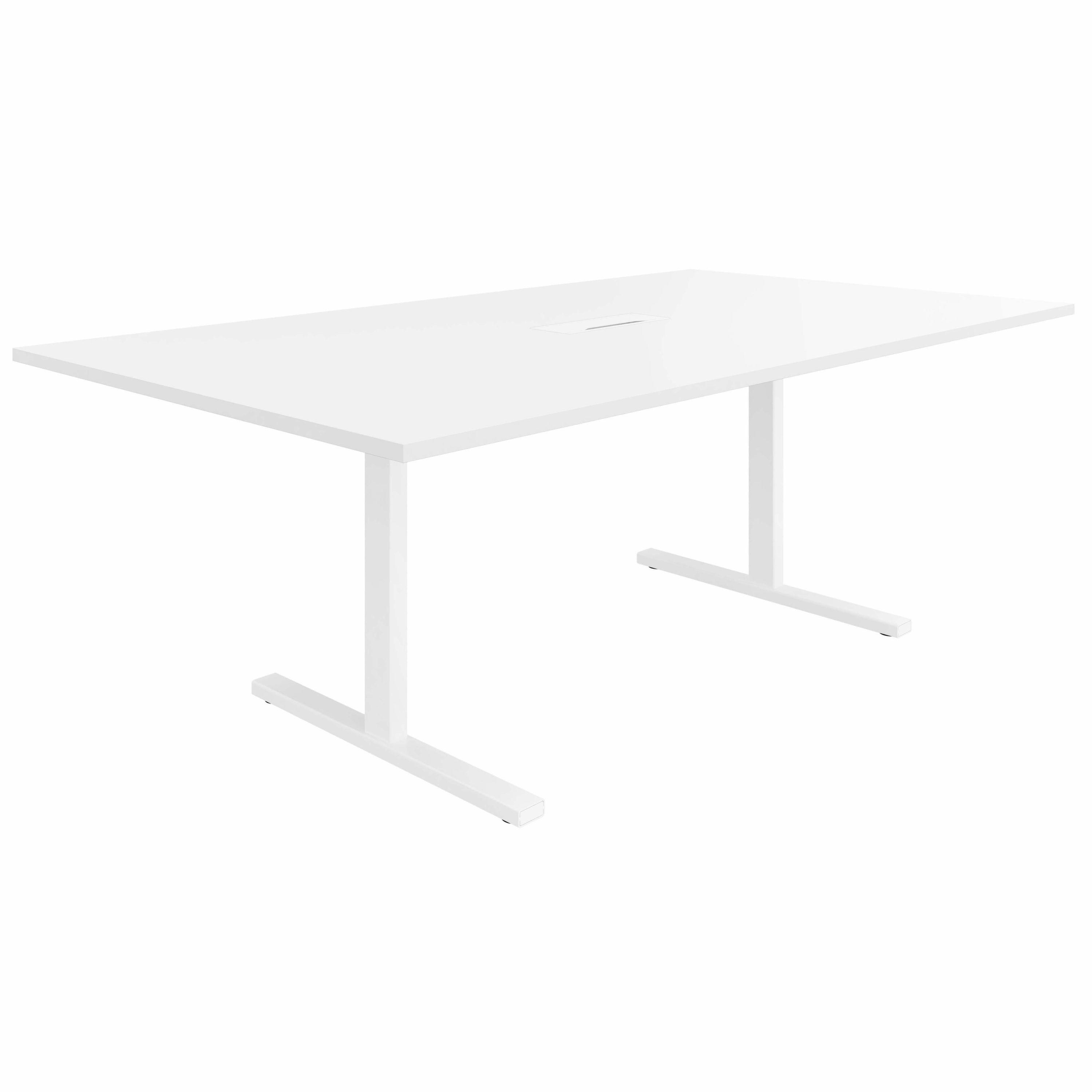 T-EASY Konferenztisch | 2000 x 1200 mm (8 - 10 Personen), elektrifiziert, Weiß - 2 Main Image
